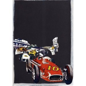 Vintage Racing car - Χειροποίητος μαυροπίνακας 20x30 εκ