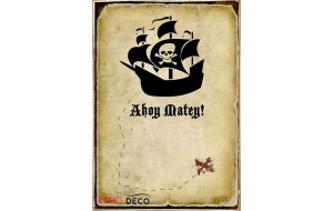 Ahoy matey ξύλινος πίνακας χειροποίητος