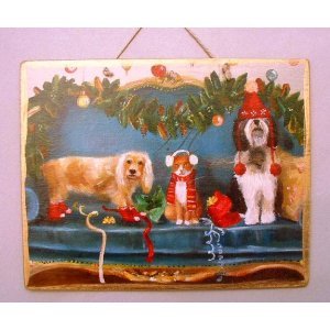 Xειροποίητο Χριστουγεννιάτικο ταμπελάκι με ζωάκια 25x20 εκ