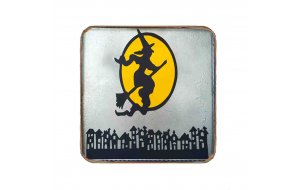 Halloween witch ξύλινο χειροποίητο σουβέρ