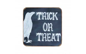 Halloween trick or treat ξύλινο χειροποίητο σουβέρ