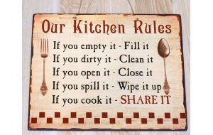 Kitchen rules vintage ξύλινο πινακάκι