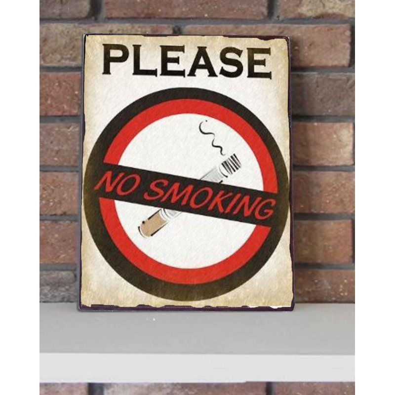 No smoking vintage ξύλινο πινακάκι 20x30 εκ
