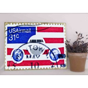 USAirmail ξύλινος χειροποίητος πίνακας γραμματόσημο