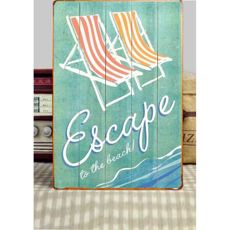 Escape to the beach vintage ξύλινο πινακάκι