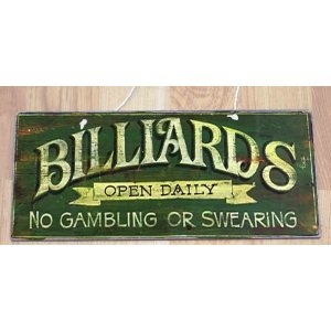 Billiards Vintage Ξύλινο Πινακάκι 13 x 26 cm