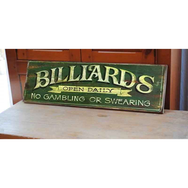 Billiards vintage ξύλινο πινακάκι 26x13 εκ