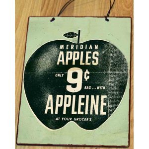Apples vintage ξύλινο πινακάκι