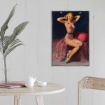 Pin up girl blonde vintage ξύλινο πινακάκι