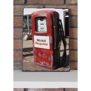 Gas pump ρετρό ξύλινο πινακάκι