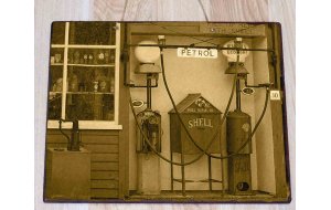 Shell gas station vintage ξύλινο πινακάκι