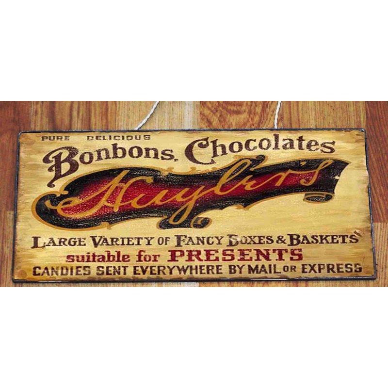 Chocolates vintage ξύλινος χειροποίητος πίνακας