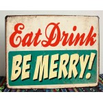 Eat drink be merry vintage ξύλινο πινακάκι 30x20 εκ