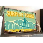 Surfing tours vintage ξύλινο πινακάκι