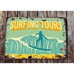 Surfing tours vintage ξύλινο πινακάκι