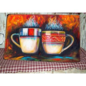 Coffee Cups Vintage Ξύλινο Πινακάκι 20 x 30 cm