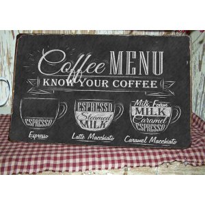 Coffee menu ξύλινος χειροποίητος chalkboard like πίνακας