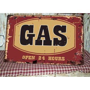 Gas vintage ξύλινος χειροποίητος πίνακας