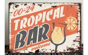 Tropical bar vintage ξύλινος χειροποίητος πίνακας