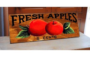 Fresh apples vintage ξύλινος πίνακας 26x13 εκ