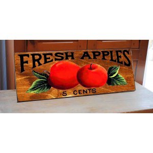 Fresh apples vintage ξύλινος πίνακας 26x13 εκ