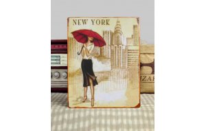 New York vintage ξύλινος πίνακας