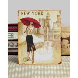 New York vintage ξύλινος πίνακας