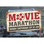 Movie marathon vintage ξύλινος πίνακας