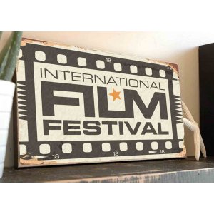 Film festival vintage ξύλινος πίνακας