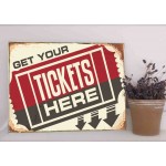 Tickets here vintage ξύλινος πίνακας