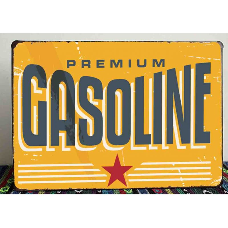 Gasoline vintage ξύλινος πίνακας