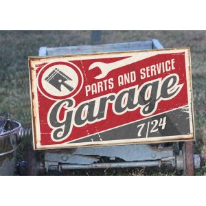 Garage vintage ξύλινος πίνακας