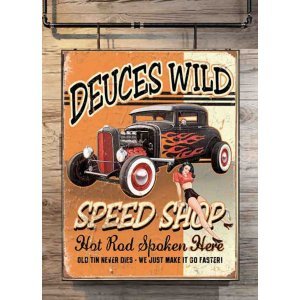 Deuces Wild Speed Shop Ξύλινος Χειροποίητος Πίνακας 20x30 cm