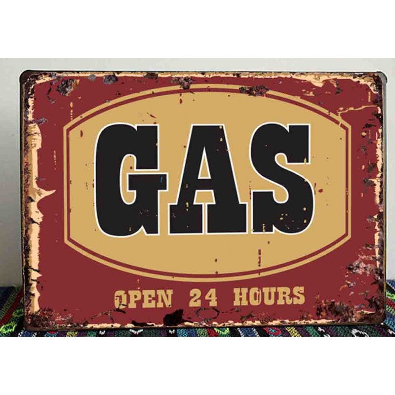 Gas open 24h ξύλινος χειροποίητος πίνακας