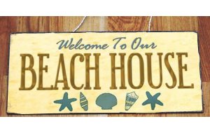 Welcome to our beach house ξύλινος χειροποίητος πίνακας