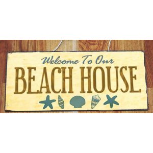 Welcome to our beach house ξύλινος χειροποίητος πίνακας