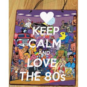 Keep calm and love 80's ξύλινος χειροποίητος πίνακας