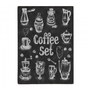 Coffee set chalkboard like ξύλινος χειροποίητος πίνακας