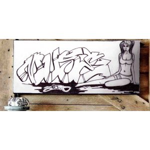 Graffiti girl ξύλινος χειροποίητος πίνακας 