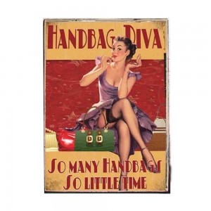 Handbag diva vintage ξύλινος πίνακας