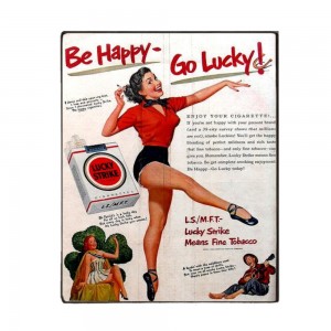 Vintage ξύλινος χειροποίητος πίνακας be happy go lucky