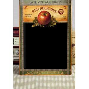 Red Delicious Apples Ξύλινο Χειροποίητο Μαυροπινακάκι 20x30 cm