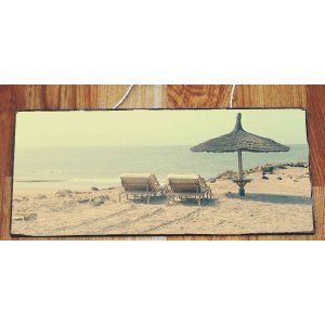 Beach umbrella vintage ξύλινος πίνακας