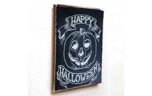 Happy halloween ξύλινο χειροποίητο μαγνητάκι 6x8 εκ