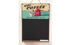 Hot Coffee Ξύλινος χειροποίητος μαυροπίνακας 26x38 εκ