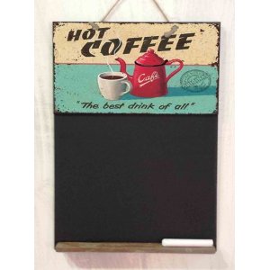 Hot Coffee Ξύλινος χειροποίητος μαυροπίνακας 26x38 εκ