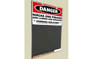 Danger! Zombies Welcome Ξύλινος χειροποίητος μαυροπίνακας 26x38 εκ