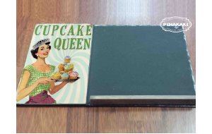 Cupcake Queen  Ξύλινος χειροποίητος μαυροπίνακας 38x26 εκ