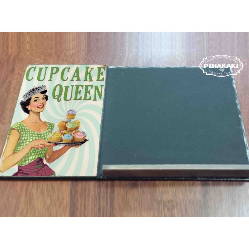 Cupcake Queen  Ξύλινος χειροποίητος μαυροπίνακας 38x26 εκ