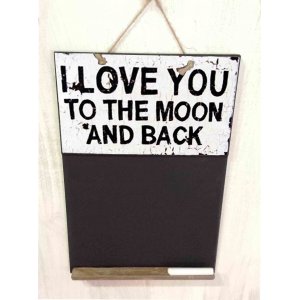 Love You to The Moon and Back  Ξύλινος χειροποίητος μαυροπίνακας 26x38 εκ
